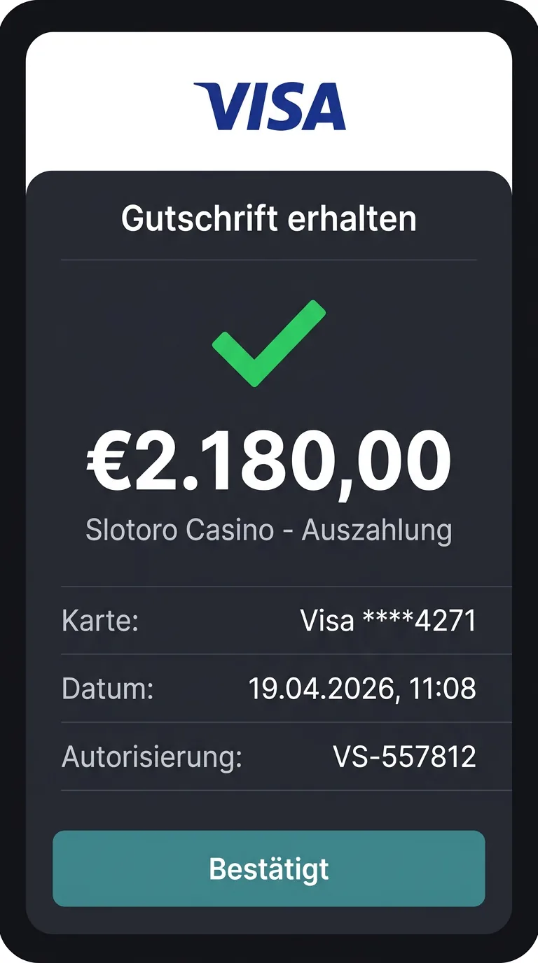 Уведомление о зачислении на карту Visa на 2180 EUR
